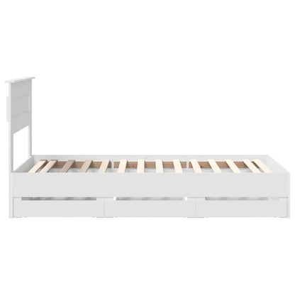 Bed Frame with Drawer White 100 x 200 cm Engineer Wood