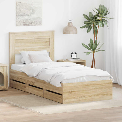 Bed Frame with Drawer Sonoma Oak 100 x 200 cm Engineer Wood