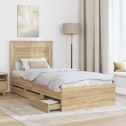 Bed Frame with Drawer Sonoma Oak 100 x 200 cm Engineer Wood