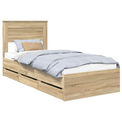 Bed Frame with Drawer Sonoma Oak 100 x 200 cm Engineer Wood