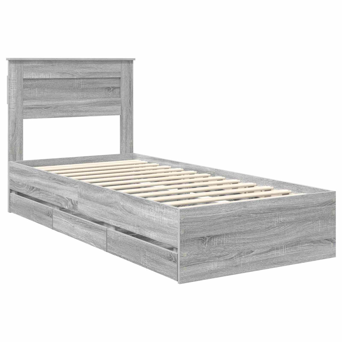 Bed Frame with Drawer Grey Sonoma 100 x 200 cm Engineer Wood