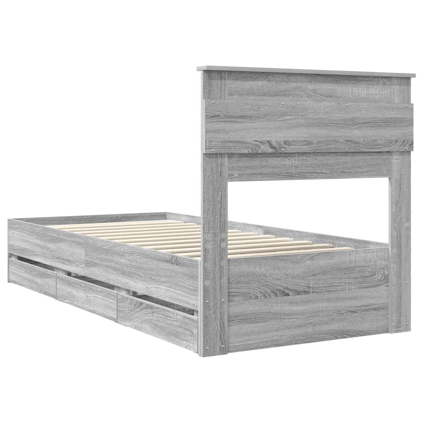 Bed Frame with Drawer Grey Sonoma 100 x 200 cm Engineer Wood