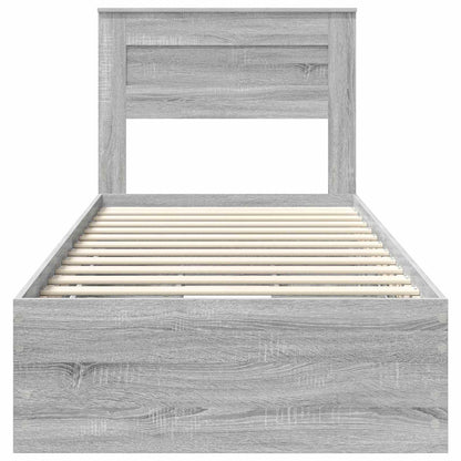 Bed Frame with Drawer Grey Sonoma 100 x 200 cm Engineer Wood