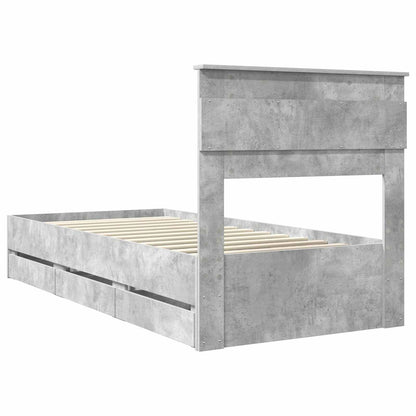Bed Frame with Drawer Concrete Grey 90 x 190 cm Engineer Wood
