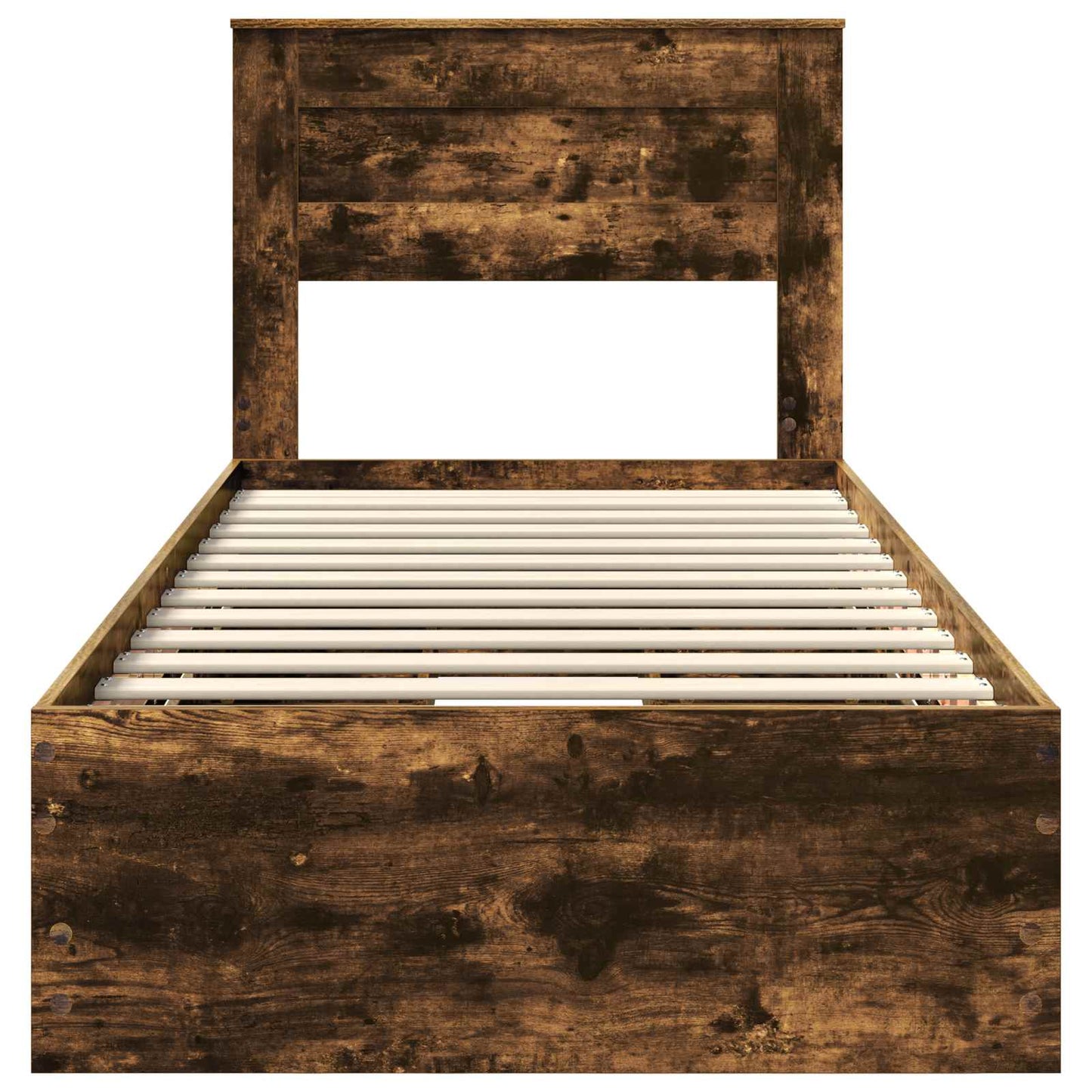 Bed Frame with Drawer Smoked Oak 90 x 190 cm Engineer Wood