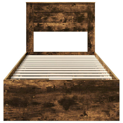Bed Frame with Drawer Smoked Oak 90 x 190 cm Engineer Wood