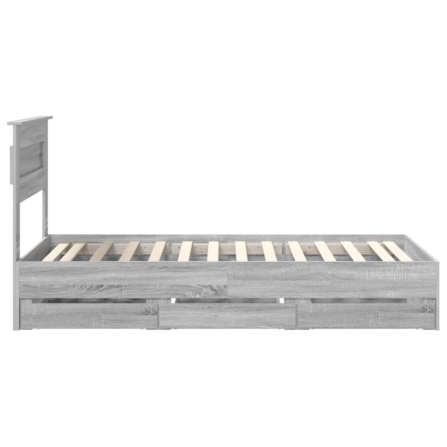 Bed Frame with Drawer Grey Sonoma 90 x 190 cm Engineer Wood