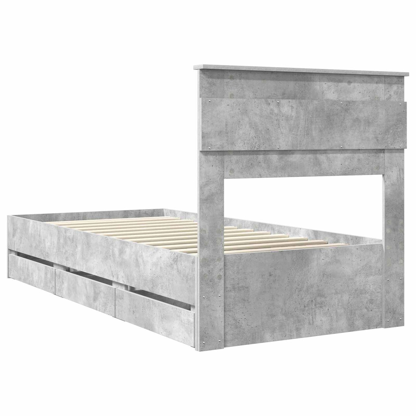 Bed Frame with Drawer Concrete Grey 90 x 200 cm Engineer Wood