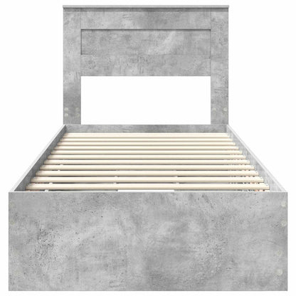 Bed Frame with Drawer Concrete Grey 90 x 200 cm Engineer Wood