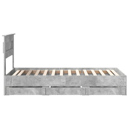 Bed Frame with Drawer Concrete Grey 90 x 200 cm Engineer Wood