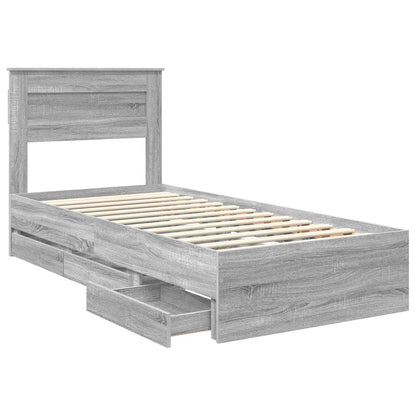 Bed Frame with Drawer Grey Sonoma 90 x 200 cm Engineer Wood