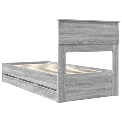 Bed Frame with Drawer Grey Sonoma 90 x 200 cm Engineer Wood