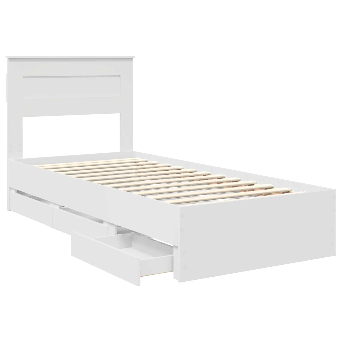 Bed Frame with Drawer White 75 x 190 cm Engineer Wood