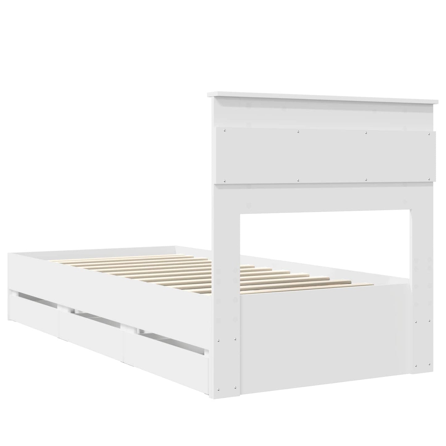 Bed Frame with Drawer White 75 x 190 cm Engineer Wood