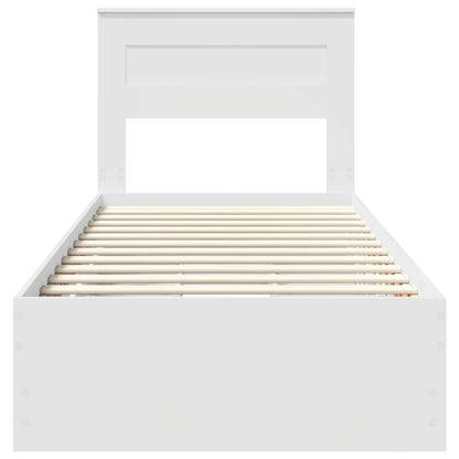 Bed Frame with Drawer White 75 x 190 cm Engineer Wood