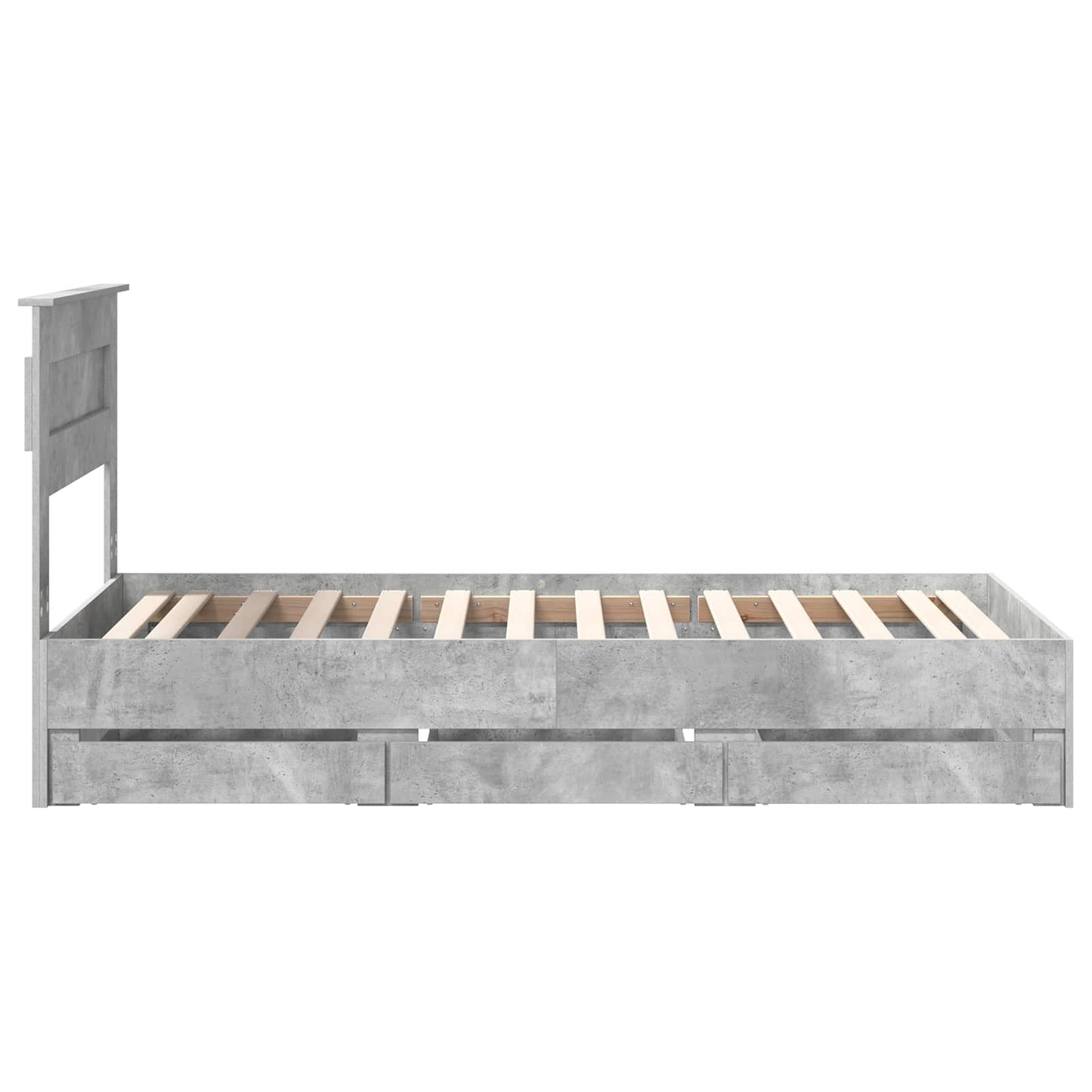 Bed Frame with Drawer Concrete Grey 75 x 190 cm Engineer Wood