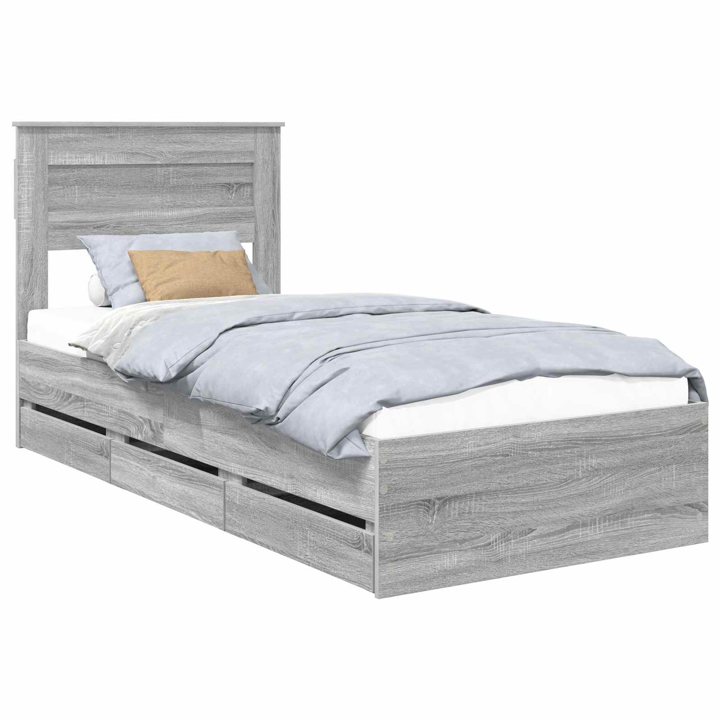 Bed Frame with Drawer Grey Sonoma 75 x 190 cm Engineer Wood