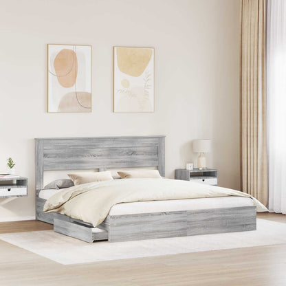 Storage Bed Grey Sonoma 200 x 200 cm Engineered Wood