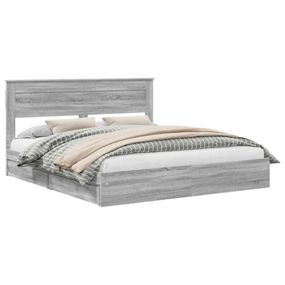 Storage Bed Grey Sonoma 200 x 200 cm Engineered Wood