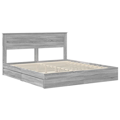 Storage Bed Grey Sonoma 200 x 200 cm Engineered Wood