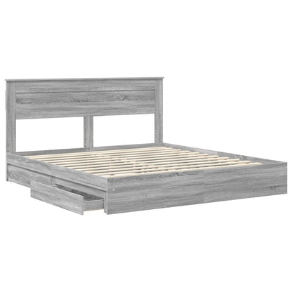 Storage Bed Grey Sonoma 200 x 200 cm Engineered Wood