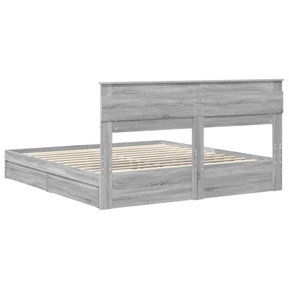 Storage Bed Grey Sonoma 200 x 200 cm Engineered Wood