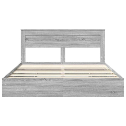 Storage Bed Grey Sonoma 200 x 200 cm Engineered Wood