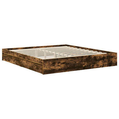 Storage Bed with Drawer Smoked Oak 180 x 200 cm Engineered Wood