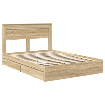 Storage Bed with Drawer Sonoma Oak 160 x 200 cm Engineered Wood