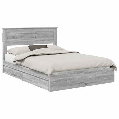 Storage Bed Grey Sonoma 160 x 200 cm Engineered Wood