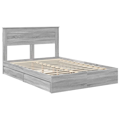 Storage Bed Grey Sonoma 150 x 200 cm Engineered Wood
