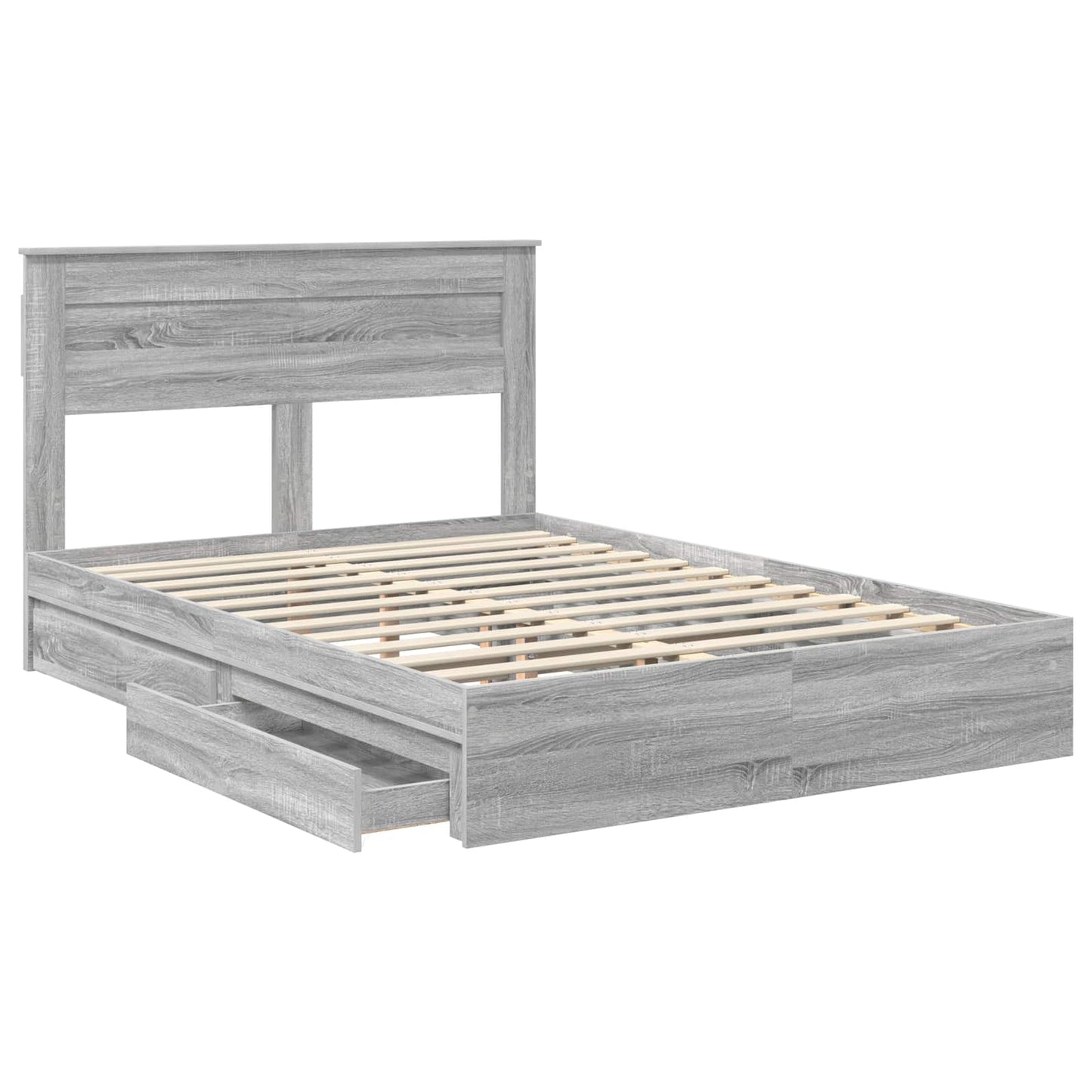 Storage Bed Grey Sonoma 150 x 200 cm Engineered Wood