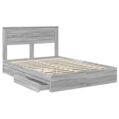 Storage Bed Grey Sonoma 150 x 200 cm Engineered Wood