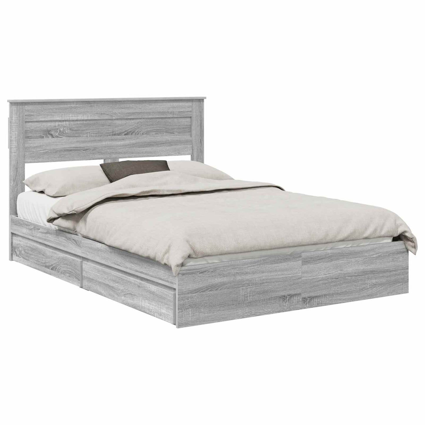 Storage Bed Grey Sonoma 140 x 200 cm Engineered Wood