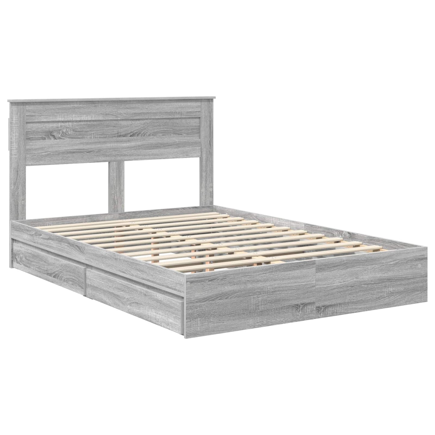 Storage Bed Grey Sonoma 140 x 200 cm Engineered Wood