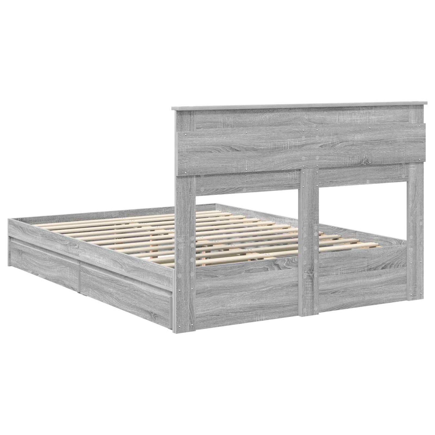 Storage Bed Grey Sonoma 140 x 200 cm Engineered Wood