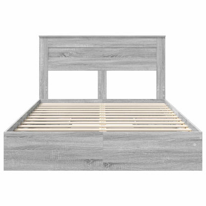 Storage Bed Grey Sonoma 140 x 200 cm Engineered Wood