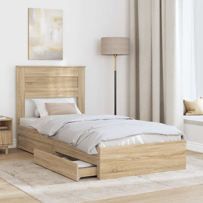 Storage Bed with Drawer Sonoma Oak 100 x 200 cm Engineered Wood