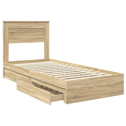 Storage Bed with Drawer Sonoma Oak 100 x 200 cm Engineered Wood