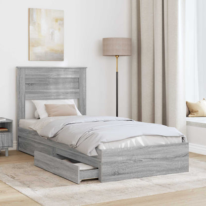 Storage Bed Grey Sonoma 100 x 200 cm Engineered Wood