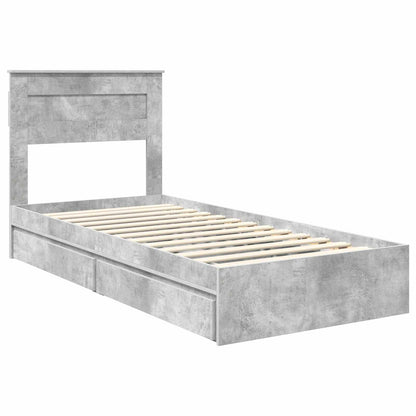 Storage Bed Concrete Grey 90 x 190 cm Engineered Wood