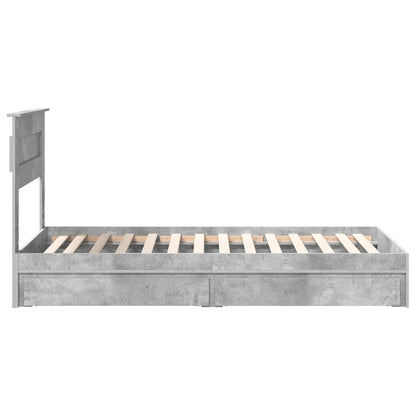 Storage Bed Concrete Grey 90 x 190 cm Engineered Wood