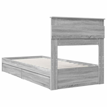 Storage Bed with Drawer Grey Sonoma 90 x 190 cm Engineered Wood
