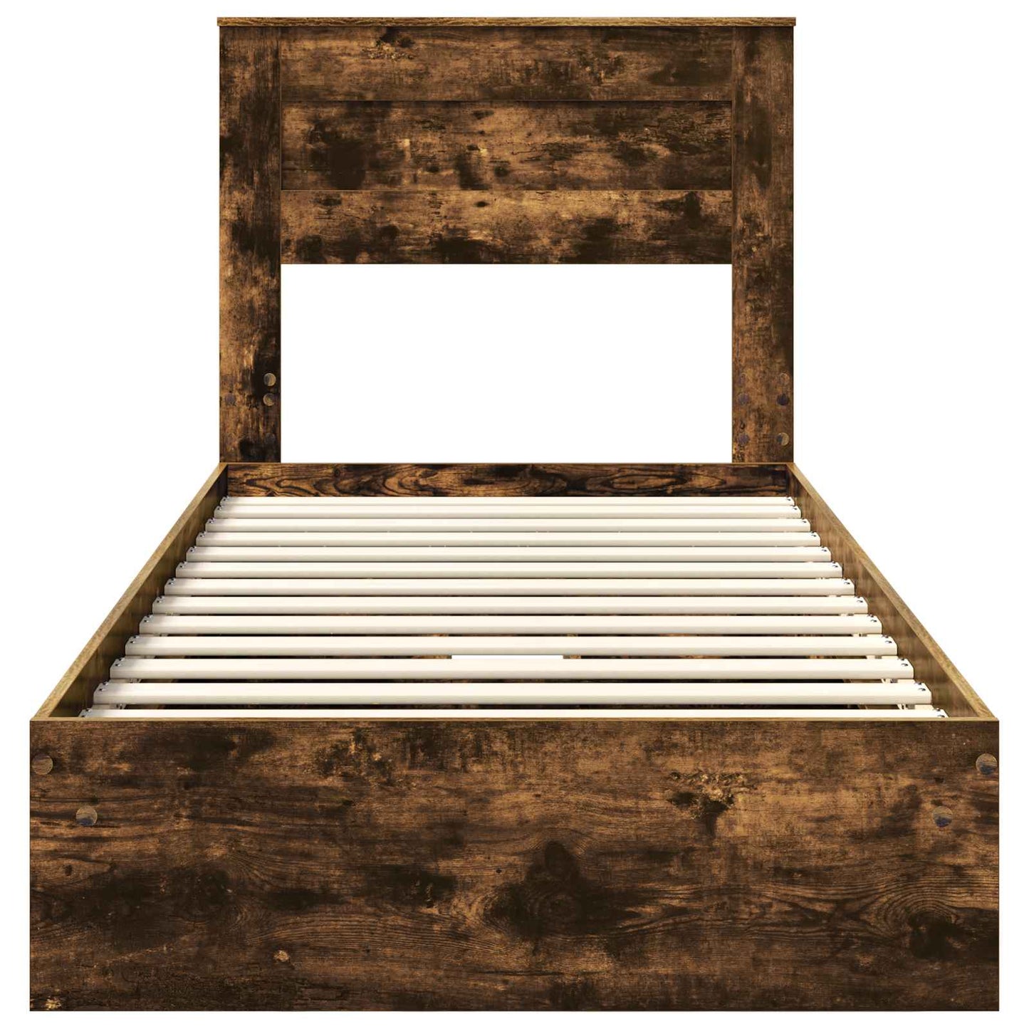 Storage Bed with Drawer Smoked Oak 90 x 200 cm Engineered Wood