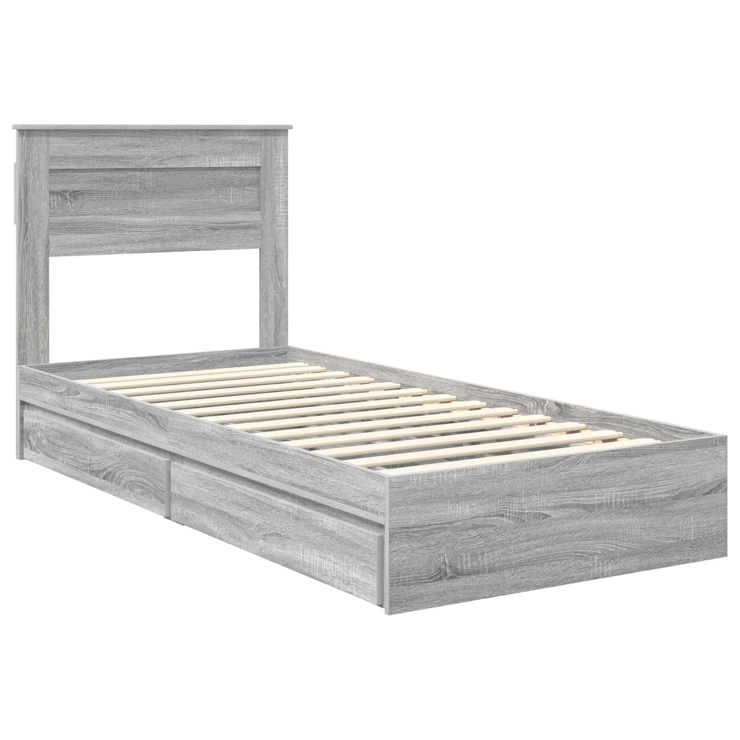 Storage Bed with Drawer Grey Sonoma 90 x 200 cm Engineered Wood