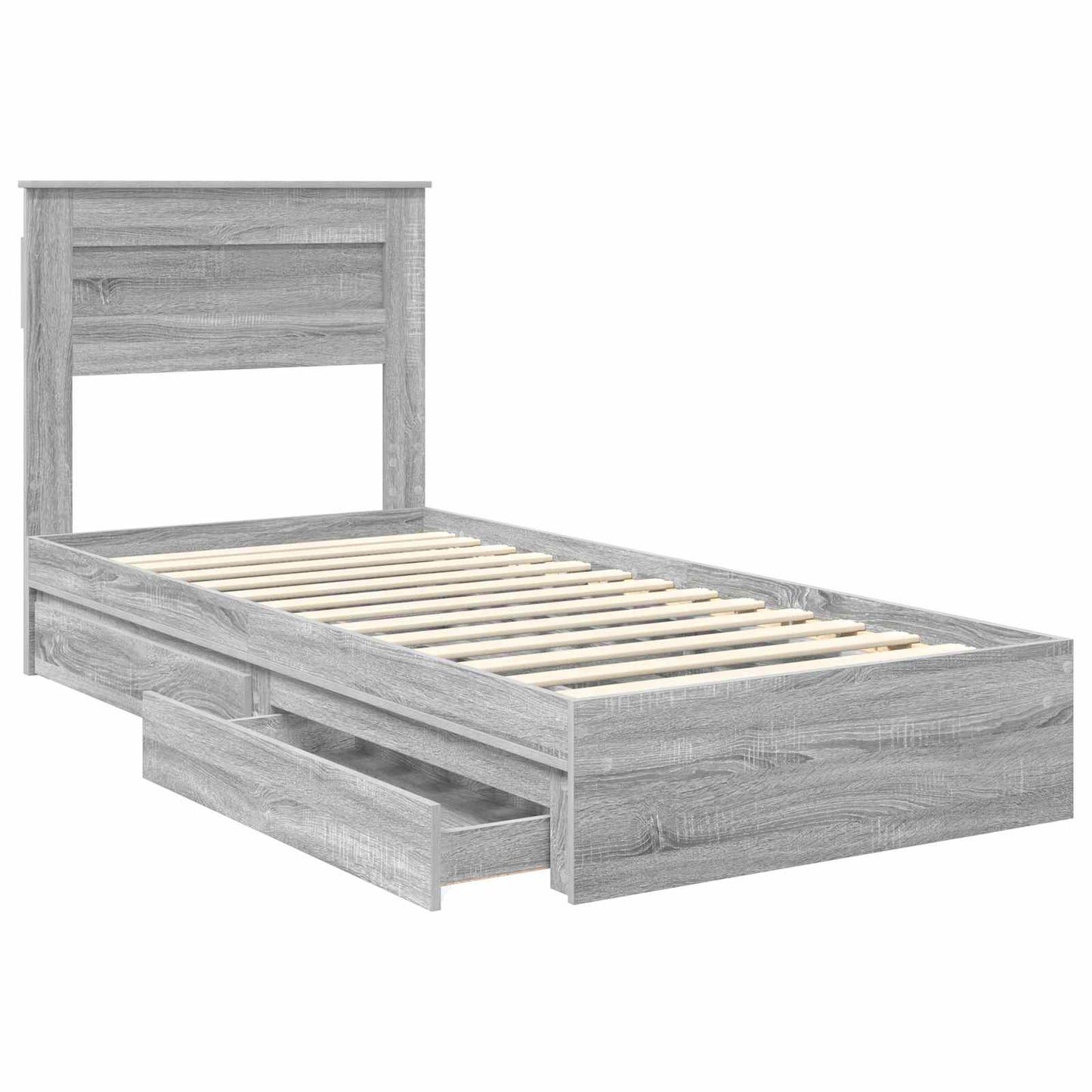 Storage Bed with Drawer Grey Sonoma 90 x 200 cm Engineered Wood
