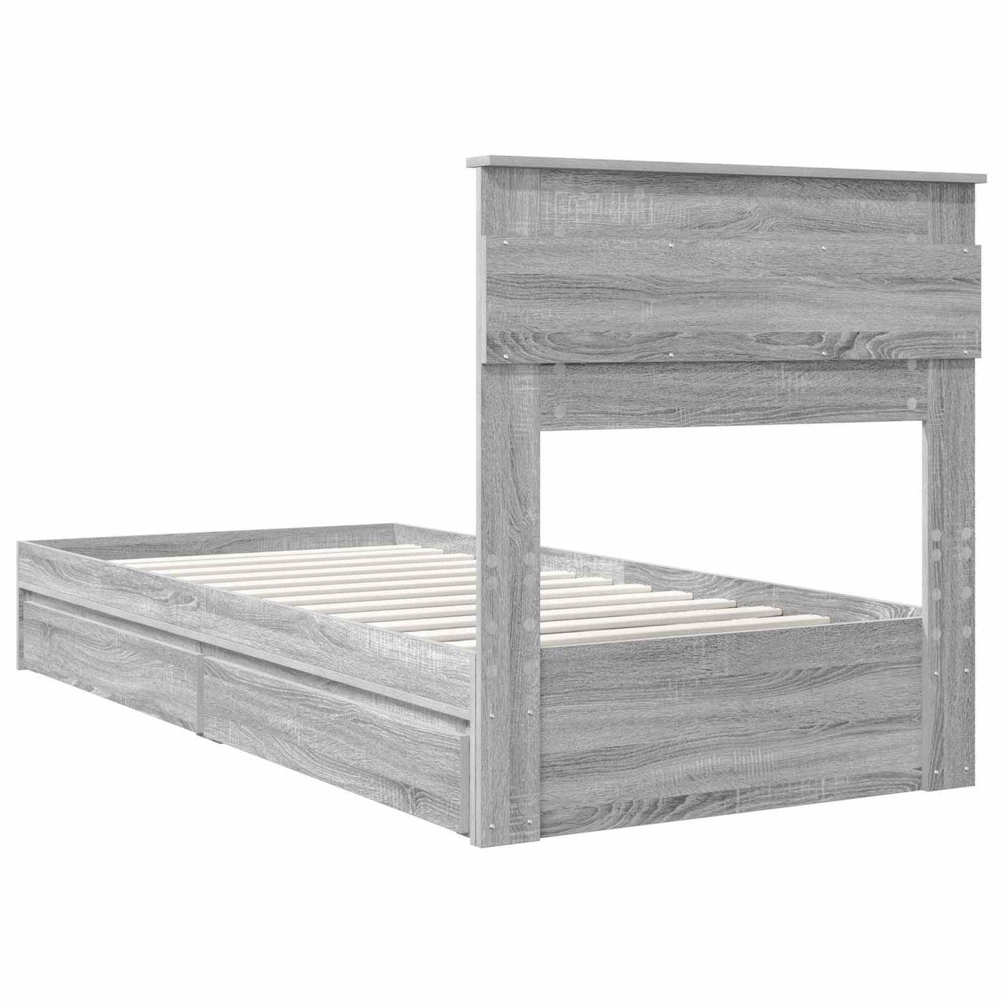 Storage Bed with Drawer Grey Sonoma 90 x 200 cm Engineered Wood