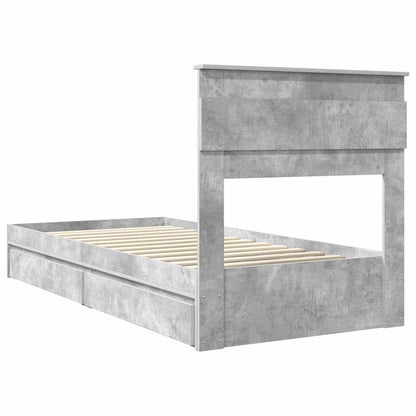 Storage Bed Concrete Grey 75 x 190 cm Engineered Wood