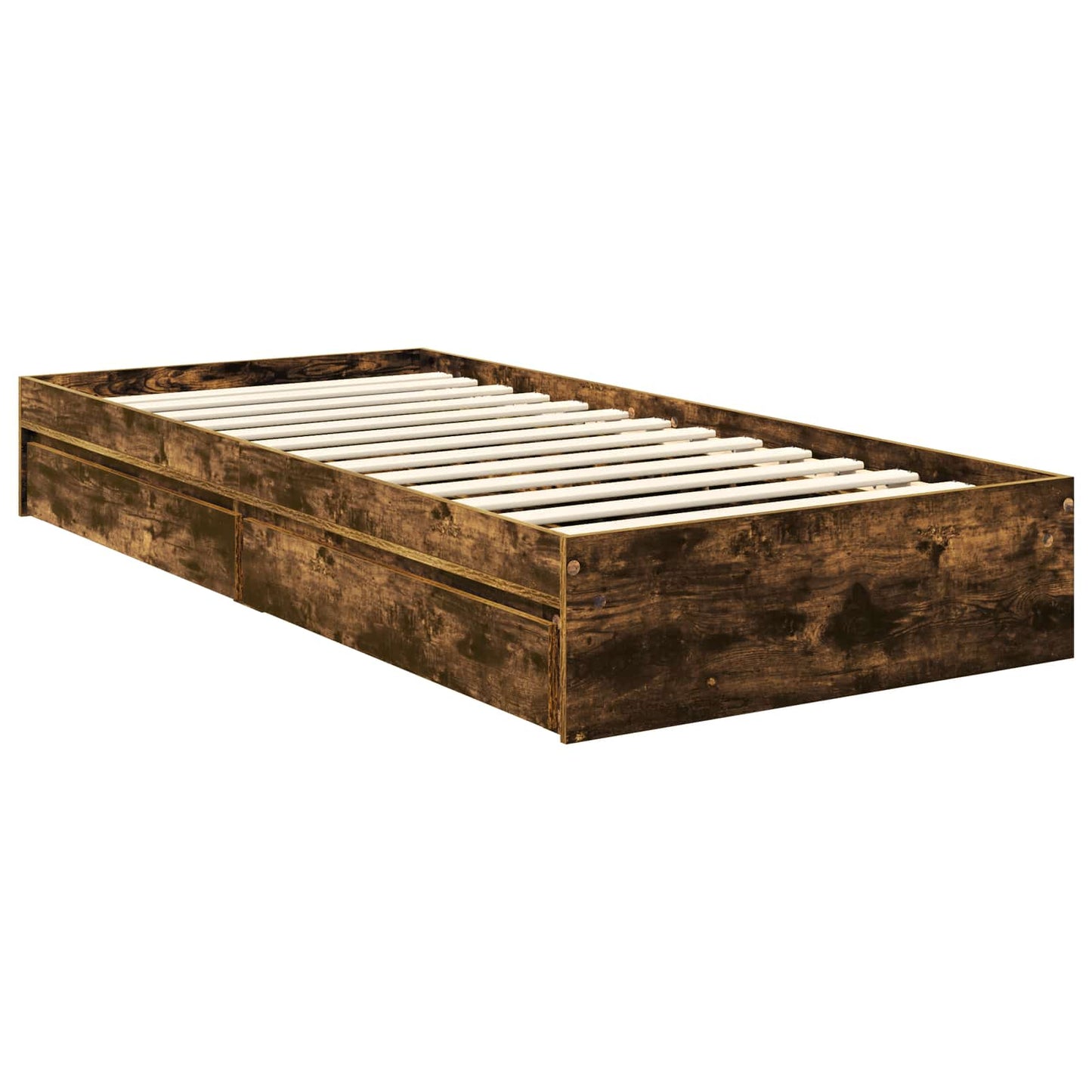Storage Bed with Drawer Smoked Oak 75 x 190 cm Engineered Wood