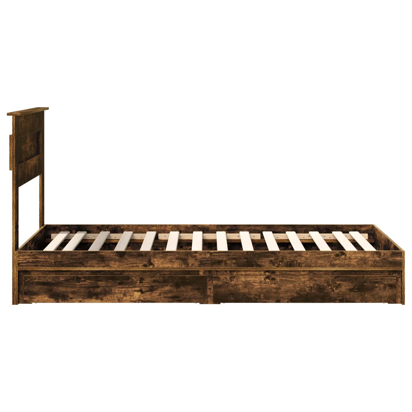 Storage Bed with Drawer Smoked Oak 75 x 190 cm Engineered Wood